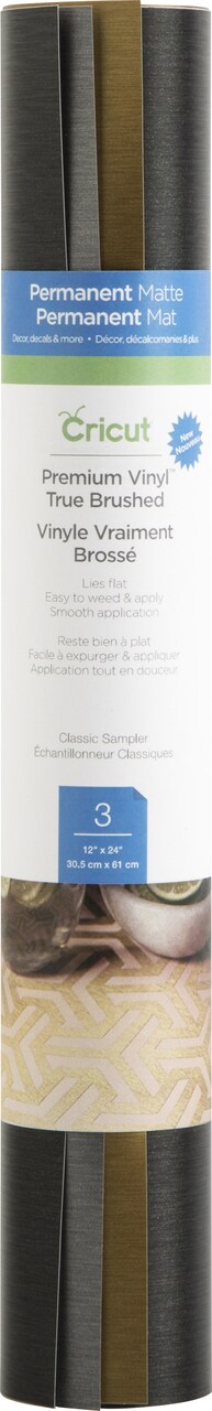 Cricut Premium Permanent True Brushed 12"X24" Vinyl 3/Pkg-Classics